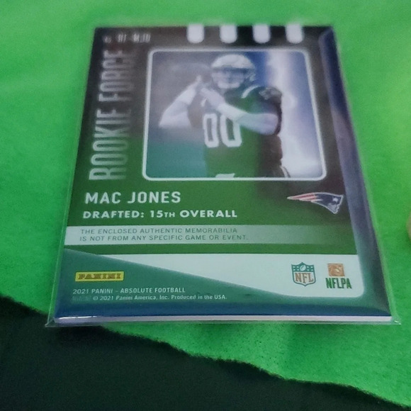 Panini Absolute Football Rookie Force Mac Jones Card with Jersey Patch - Picture 5 of 6